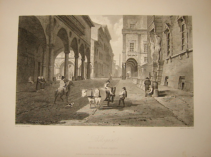 Scott John Bologna. View in the Strada Maggiore 1818 Londra 